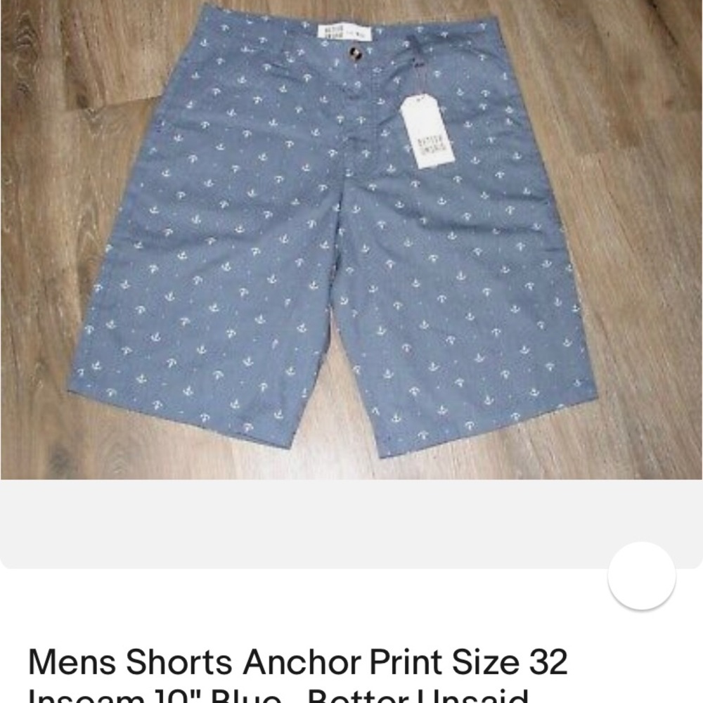 brand better left unsaid blue anchor print 32 mens shorts